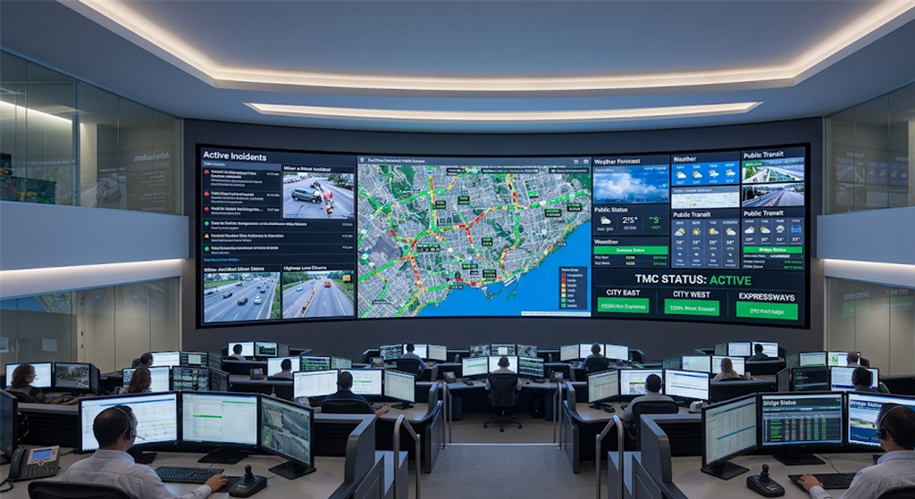 Traffic management command center with LED video wall