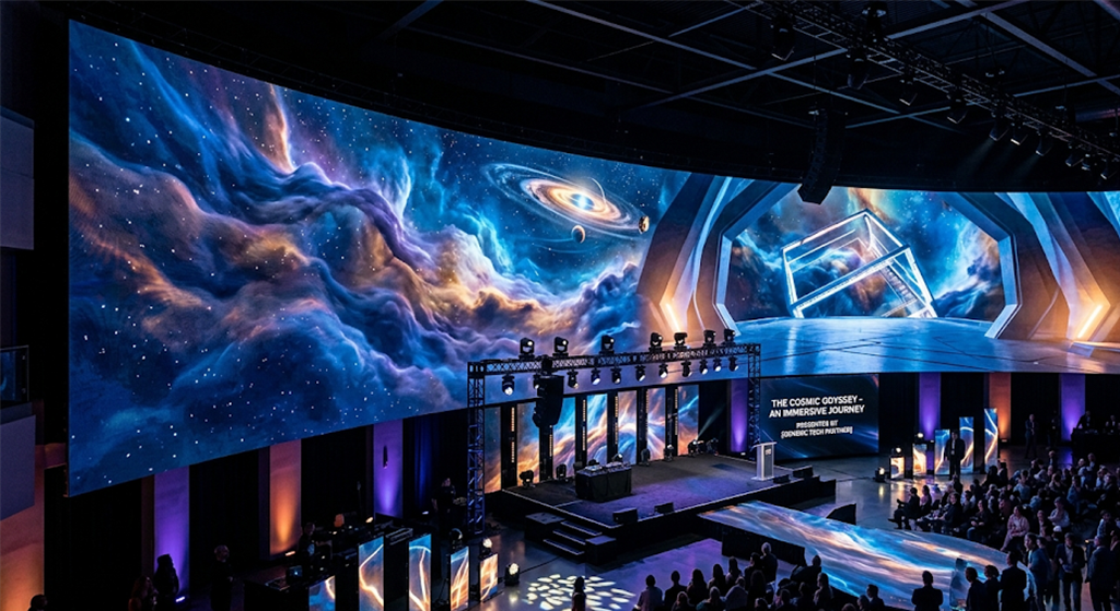 Immersive event venue with large LED canvas